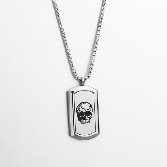 Κολιέ Ανδρικό   με αλυσίδα, ασημί( Stainless Steel )