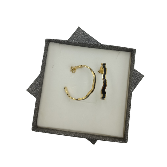 Σκουλαρίκια κρίκοι χρυσοί "Black" (stainless steel)