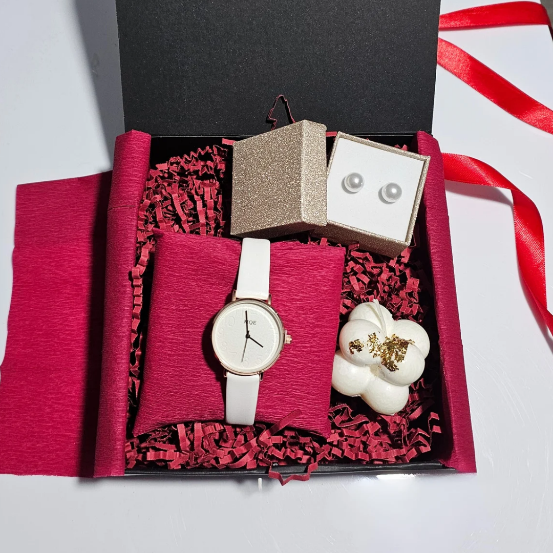 Γυναικείο δώρο με ρολόι κερί και σκουλαρίκια 