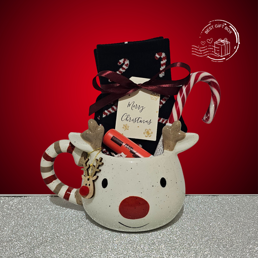 Δωρο για κοπελά και για γυναικα για τα Χριστούγεννα για secret Santa για συναδελφο με κάλτσες κούπα λιποζαν και γλειφιτζούρι 