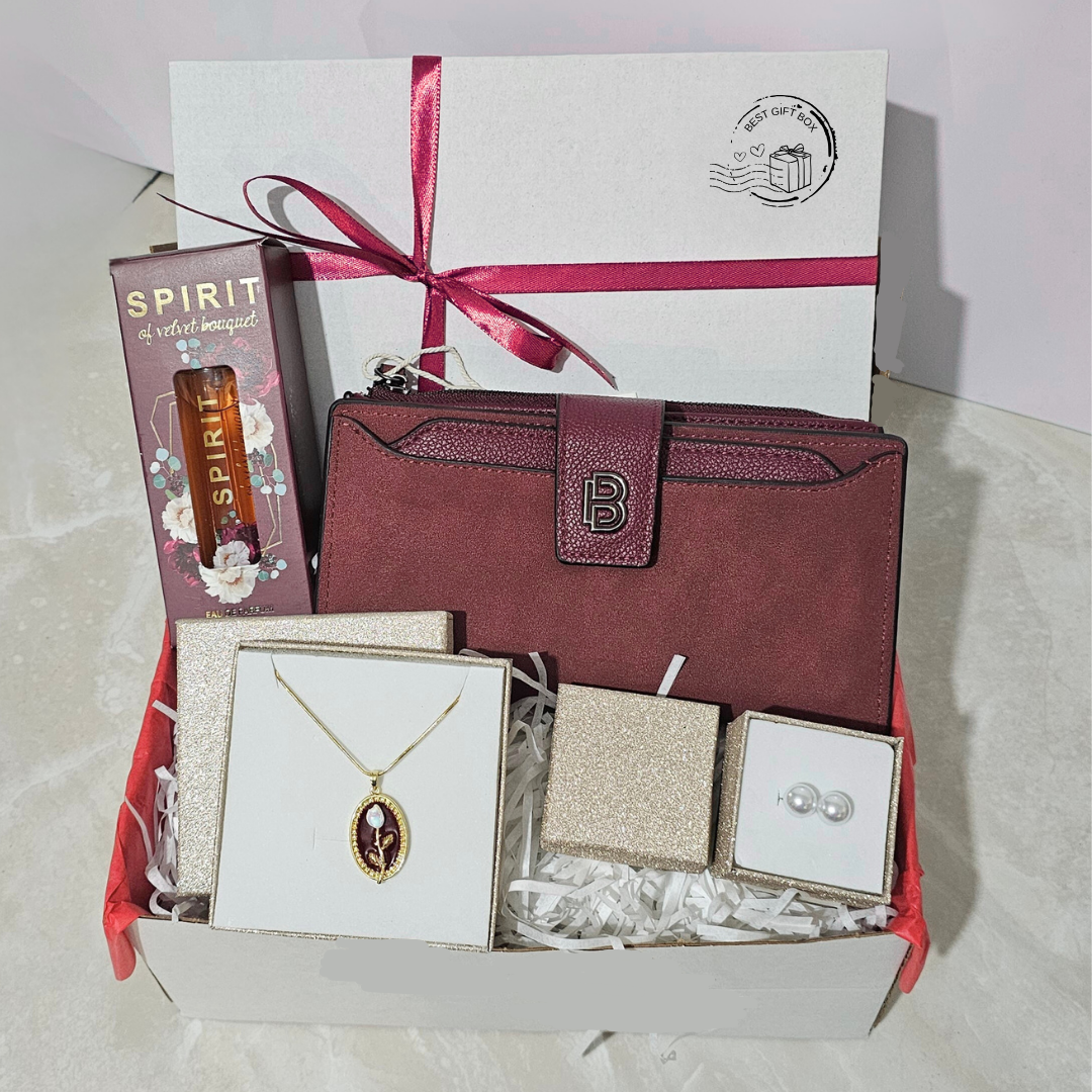 γυναικείο σετ δώρου women gift box ιδανικό δώρο με πορτοφόλι άρωμα και κολιέ για την μαμα την αδερφή την φίλη κολλητη την γιαγιά την μαμα